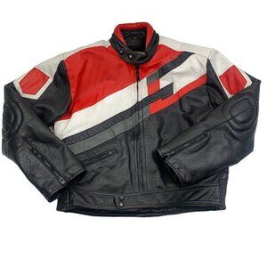 Steer Brand Vintage 80's/90's Color Block Leather Motorcycle Jacket Men's 44